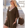 image:imageEkouaer Summer Rompers for Women Short Sleeve Oversized Tshirt Romper Reversible Baggy Jumpsuit Outfits with PocketsBrown