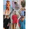 image:imageEkouaer Summer Rompers for Women Short Sleeve Oversized Tshirt Romper Reversible Baggy Jumpsuit Outfits with PocketsCaramel