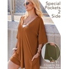 image:imageEkouaer Summer Rompers for Women Short Sleeve Oversized Tshirt Romper Reversible Baggy Jumpsuit Outfits with PocketsCaramel