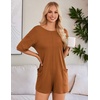 image:imageEkouaer Summer Rompers for Women Short Sleeve Oversized Tshirt Romper Reversible Baggy Jumpsuit Outfits with PocketsCaramel