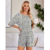 image:imageEkouaer Summer Rompers for Women Short Sleeve Oversized Tshirt Romper Reversible Baggy Jumpsuit Outfits with PocketsFloral White