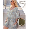 image:imageEkouaer Summer Rompers for Women Short Sleeve Oversized Tshirt Romper Reversible Baggy Jumpsuit Outfits with PocketsFloral White