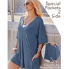 image:imageEkouaer Summer Rompers for Women Short Sleeve Oversized Tshirt Romper Reversible Baggy Jumpsuit Outfits with PocketsGrey Blue