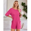 image:imageEkouaer Summer Rompers for Women Short Sleeve Oversized Tshirt Romper Reversible Baggy Jumpsuit Outfits with PocketsHot Pink