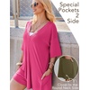 image:imageEkouaer Summer Rompers for Women Short Sleeve Oversized Tshirt Romper Reversible Baggy Jumpsuit Outfits with PocketsHot Pink
