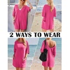 image:imageEkouaer Summer Rompers for Women Short Sleeve Oversized Tshirt Romper Reversible Baggy Jumpsuit Outfits with PocketsHot Pink