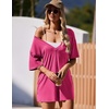 image:imageEkouaer Summer Rompers for Women Short Sleeve Oversized Tshirt Romper Reversible Baggy Jumpsuit Outfits with PocketsHot Pink