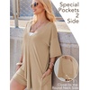 image:imageEkouaer Summer Rompers for Women Short Sleeve Oversized Tshirt Romper Reversible Baggy Jumpsuit Outfits with PocketsKhaki