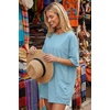 image:imageEkouaer Summer Rompers for Women Short Sleeve Oversized Tshirt Romper Reversible Baggy Jumpsuit Outfits with PocketsLight Blue