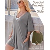 image:imageEkouaer Summer Rompers for Women Short Sleeve Oversized Tshirt Romper Reversible Baggy Jumpsuit Outfits with PocketsLight Grey