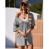 image:imageEkouaer Summer Rompers for Women Short Sleeve Oversized Tshirt Romper Reversible Baggy Jumpsuit Outfits with PocketsLight Grey