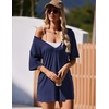 image:imageEkouaer Summer Rompers for Women Short Sleeve Oversized Tshirt Romper Reversible Baggy Jumpsuit Outfits with PocketsNavy Blue