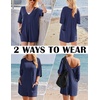 image:imageEkouaer Summer Rompers for Women Short Sleeve Oversized Tshirt Romper Reversible Baggy Jumpsuit Outfits with PocketsNavy Blue