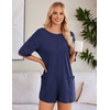 image:imageEkouaer Summer Rompers for Women Short Sleeve Oversized Tshirt Romper Reversible Baggy Jumpsuit Outfits with PocketsNavy Blue