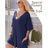 image:imageEkouaer Summer Rompers for Women Short Sleeve Oversized Tshirt Romper Reversible Baggy Jumpsuit Outfits with PocketsNavy Blue