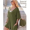 image:imageEkouaer Summer Rompers for Women Short Sleeve Oversized Tshirt Romper Reversible Baggy Jumpsuit Outfits with PocketsOlive Green