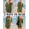 image:imageEkouaer Summer Rompers for Women Short Sleeve Oversized Tshirt Romper Reversible Baggy Jumpsuit Outfits with PocketsOlive Green
