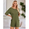 image:imageEkouaer Summer Rompers for Women Short Sleeve Oversized Tshirt Romper Reversible Baggy Jumpsuit Outfits with PocketsOlive Green