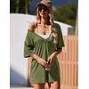 image:imageEkouaer Summer Rompers for Women Short Sleeve Oversized Tshirt Romper Reversible Baggy Jumpsuit Outfits with PocketsOlive Green
