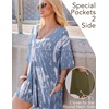 image:imageEkouaer Summer Rompers for Women Short Sleeve Oversized Tshirt Romper Reversible Baggy Jumpsuit Outfits with PocketsTie Dye Blue