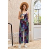 image:imageEkouaer Wide Leg Jumpsuits for Women Casual Overalls Sleeveless Vacation Outfits One Piece Boho Printed Romper with PocketBlue Boho Printed
