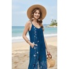 image:imageEkouaer Wide Leg Jumpsuits for Women Casual Overalls Sleeveless Vacation Outfits One Piece Boho Printed Romper with PocketFloral Teal