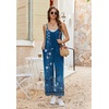 image:imageEkouaer Wide Leg Jumpsuits for Women Casual Overalls Sleeveless Vacation Outfits One Piece Boho Printed Romper with PocketFloral Teal