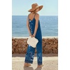 image:imageEkouaer Wide Leg Jumpsuits for Women Casual Overalls Sleeveless Vacation Outfits One Piece Boho Printed Romper with PocketFloral Teal