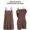 image:imageEkouaer Womens Athletic Romper Dress Summer Tennis Active Sports Mini Dresses Built in Shorts Travel Vacation Outfits SXXLBrown