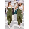 image:imageEkouaer Womens Jumpsuit Sleeveless Casual Summer Overalls Jumpers Spaghetti Strap Baggy Long Pants Rompers with PocketsBarmygreen