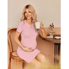 image:imageEkouaer Womens Maternity Dress Ruched Ribbed Bodycon Summer Dresses Casual Pregnancy Dress SXXLCoral Pink