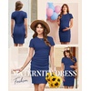 image:imageEkouaer Womens Maternity Dress Ruched Ribbed Bodycon Summer Dresses Casual Pregnancy Dress SXXLNavy Blue