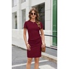 image:imageEkouaer Womens Maternity Dress Ruched Ribbed Bodycon Summer Dresses Casual Pregnancy Dress SXXLWine Red