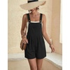 image:imageEkouaer Womens Overalls Summer Rompers Sleeveless Short Jumpsuits Casual Beach Vacation Outfits with PocketsBlack