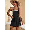 image:imageEkouaer Womens Overalls Summer Rompers Sleeveless Short Jumpsuits Casual Beach Vacation Outfits with PocketsBlack