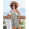 image:imageEkouaer Womens Overalls Summer Rompers Sleeveless Short Jumpsuits Casual Beach Vacation Outfits with PocketsFloral Blue