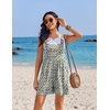 image:imageEkouaer Womens Overalls Summer Rompers Sleeveless Short Jumpsuits Casual Beach Vacation Outfits with PocketsFloral Blue