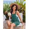 image:imageEkouaer Womens Overalls Summer Rompers Sleeveless Short Jumpsuits Casual Beach Vacation Outfits with PocketsFloral Green
