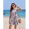 image:imageEkouaer Womens Overalls Summer Rompers Sleeveless Short Jumpsuits Casual Beach Vacation Outfits with PocketsFloral Light Purple