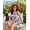 image:imageEkouaer Womens Overalls Summer Rompers Sleeveless Short Jumpsuits Casual Beach Vacation Outfits with PocketsFloral Light Purple