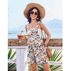 image:imageEkouaer Womens Overalls Summer Rompers Sleeveless Short Jumpsuits Casual Beach Vacation Outfits with PocketsFloral Orange