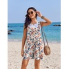 image:imageEkouaer Womens Overalls Summer Rompers Sleeveless Short Jumpsuits Casual Beach Vacation Outfits with PocketsFloral Orange