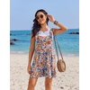 image:imageEkouaer Womens Overalls Summer Rompers Sleeveless Short Jumpsuits Casual Beach Vacation Outfits with PocketsFloral Pink