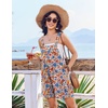 image:imageEkouaer Womens Overalls Summer Rompers Sleeveless Short Jumpsuits Casual Beach Vacation Outfits with PocketsFloral Pink