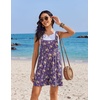 image:imageEkouaer Womens Overalls Summer Rompers Sleeveless Short Jumpsuits Casual Beach Vacation Outfits with PocketsFloral Purple