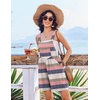 image:imageEkouaer Womens Overalls Summer Rompers Sleeveless Short Jumpsuits Casual Beach Vacation Outfits with PocketsPink Stripe