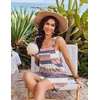 image:imageEkouaer Womens Overalls Summer Rompers Sleeveless Short Jumpsuits Casual Beach Vacation Outfits with PocketsPink Stripe