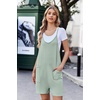 image:imageEkouaer Womens Summer Casual Sleeveless Rompers Loose Spaghetti Strap Shorts Overalls Outfits 2025 Jumpsuits With PocketsLight Green
