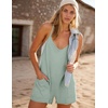image:imageEkouaer Womens Summer Casual Sleeveless Rompers Loose Spaghetti Strap Shorts Overalls Outfits 2025 Jumpsuits With PocketsLight Green