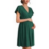 image:imageEkouaer Cotton Labor and Delivery Gown for Hospital 3 in 1 Nursing Nightgown for Breastfeeding Short Sleeve Maternity DressEvergreen